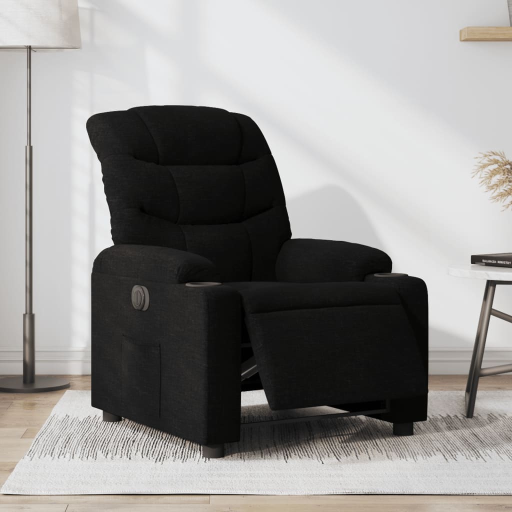 vidaXL Sillón reclinable eléctrico de tela negro