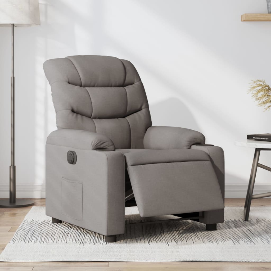 vidaXL Sillón reclinable eléctrico tela gris taupé