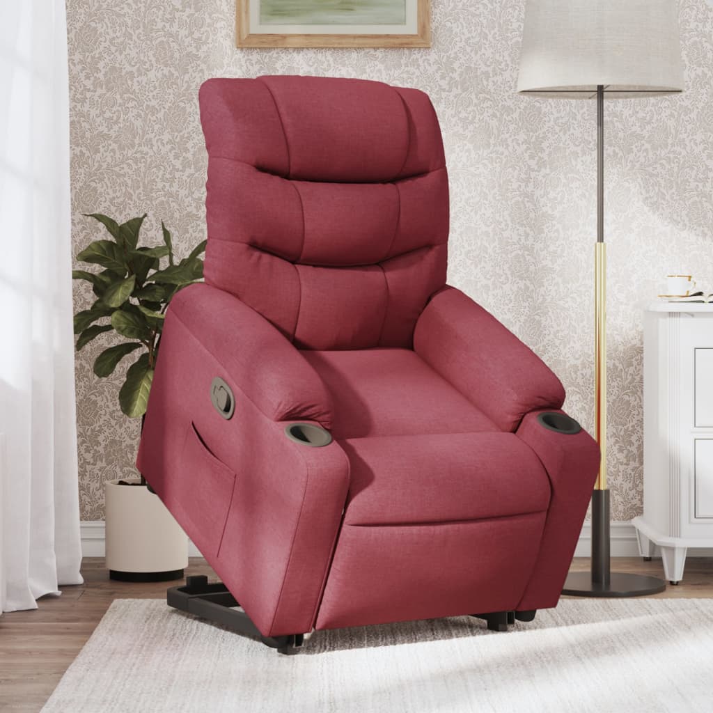 vidaXL Sillón reclinable elevable tela rojo tinto