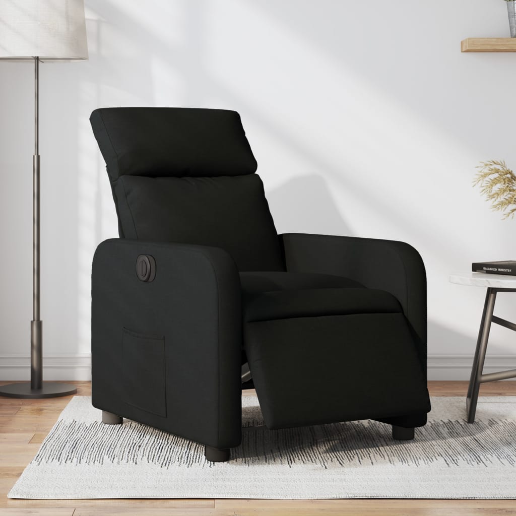 vidaXL Sillón reclinable eléctrico de tela negro