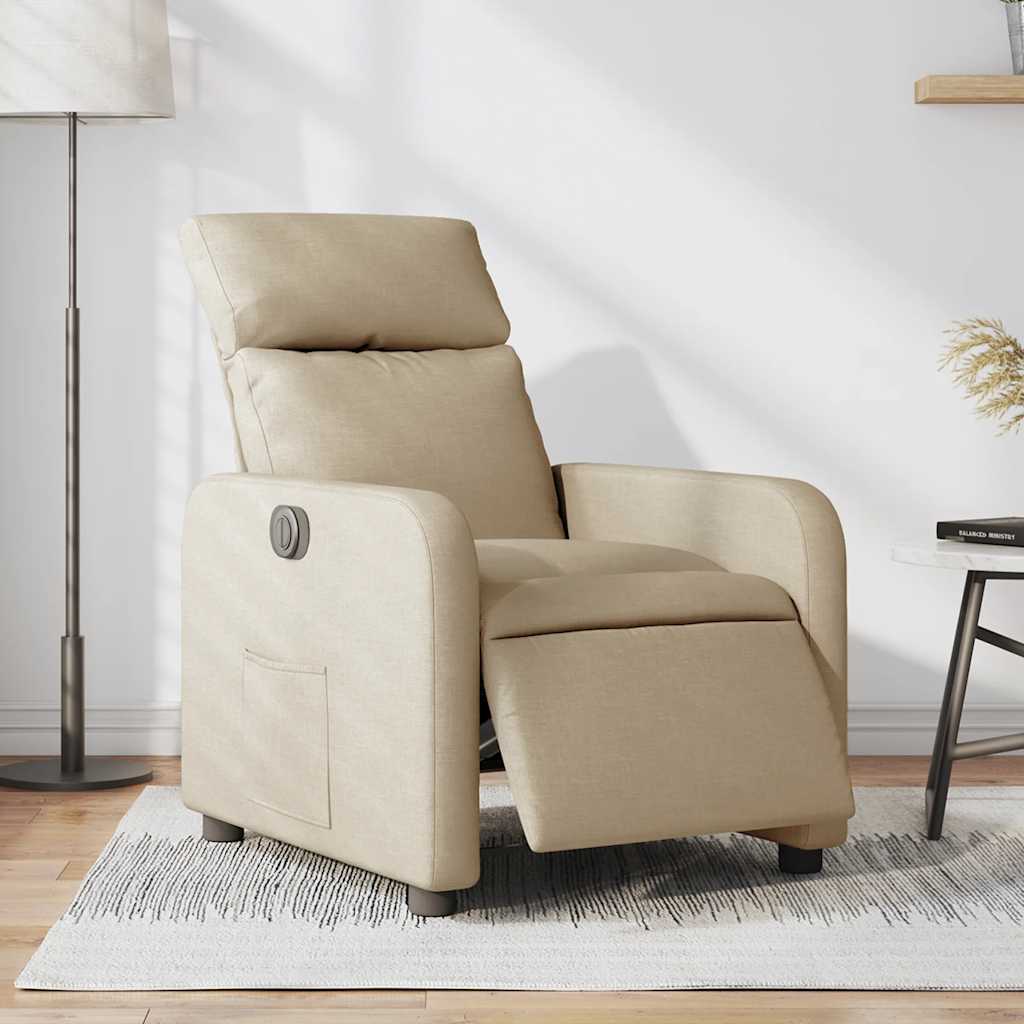 vidaXL Sillón reclinable eléctrico de tela crema