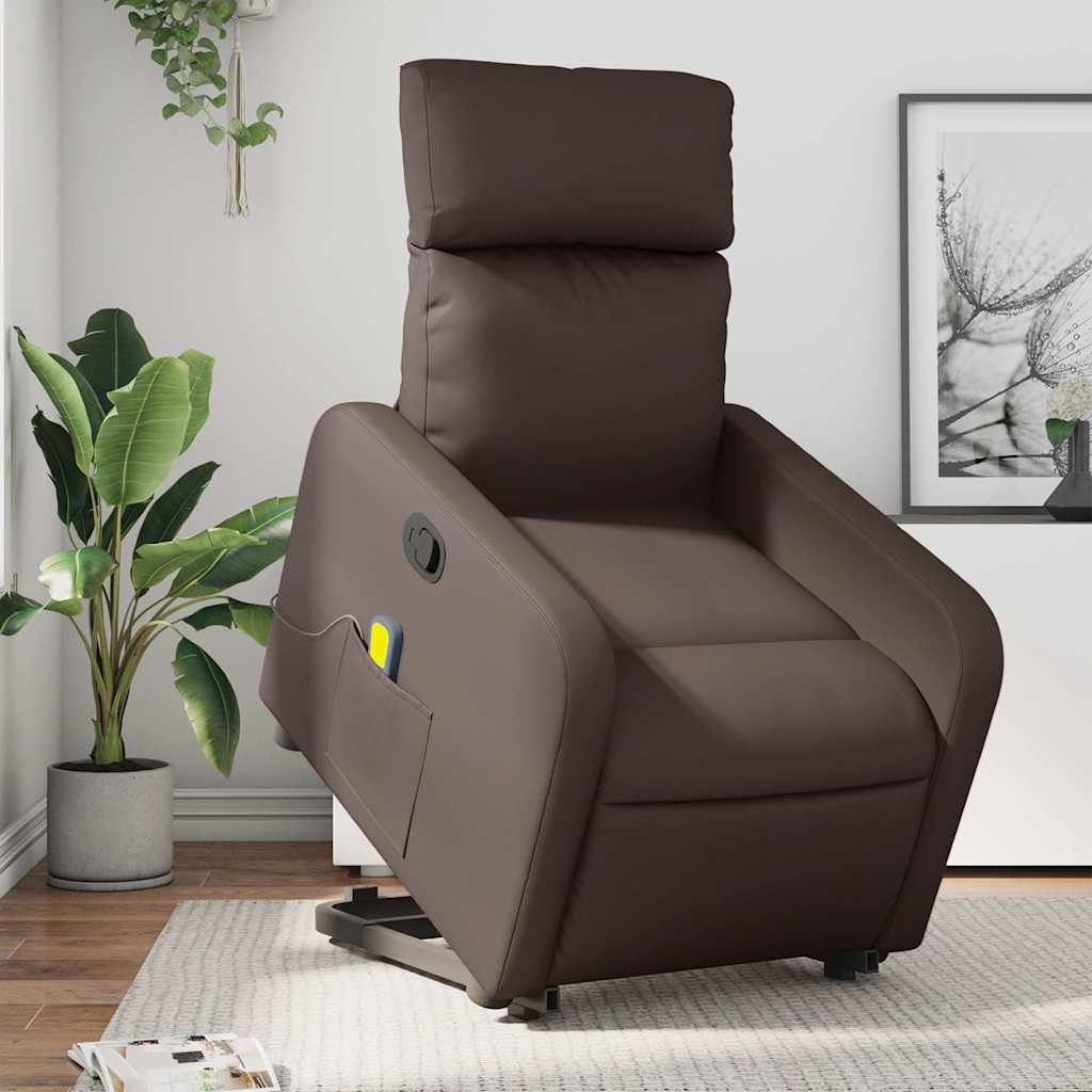 vidaXL Sillón reclinable de masaje de pie de cuero sintético marrón