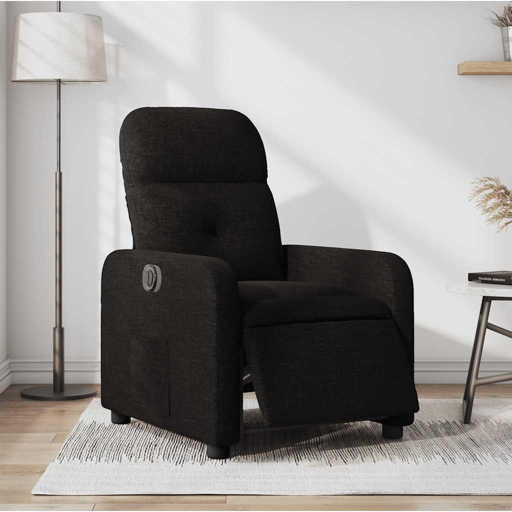 vidaXL Sillón reclinable eléctrico de tela negro