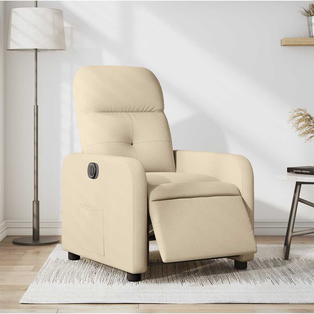 vidaXL Sillón reclinable eléctrico de tela crema