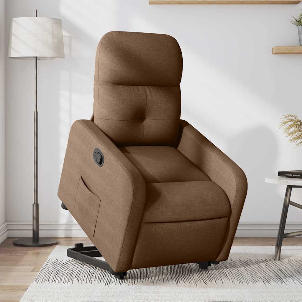 vidaXL Sillón reclinable elevable de tela marrón