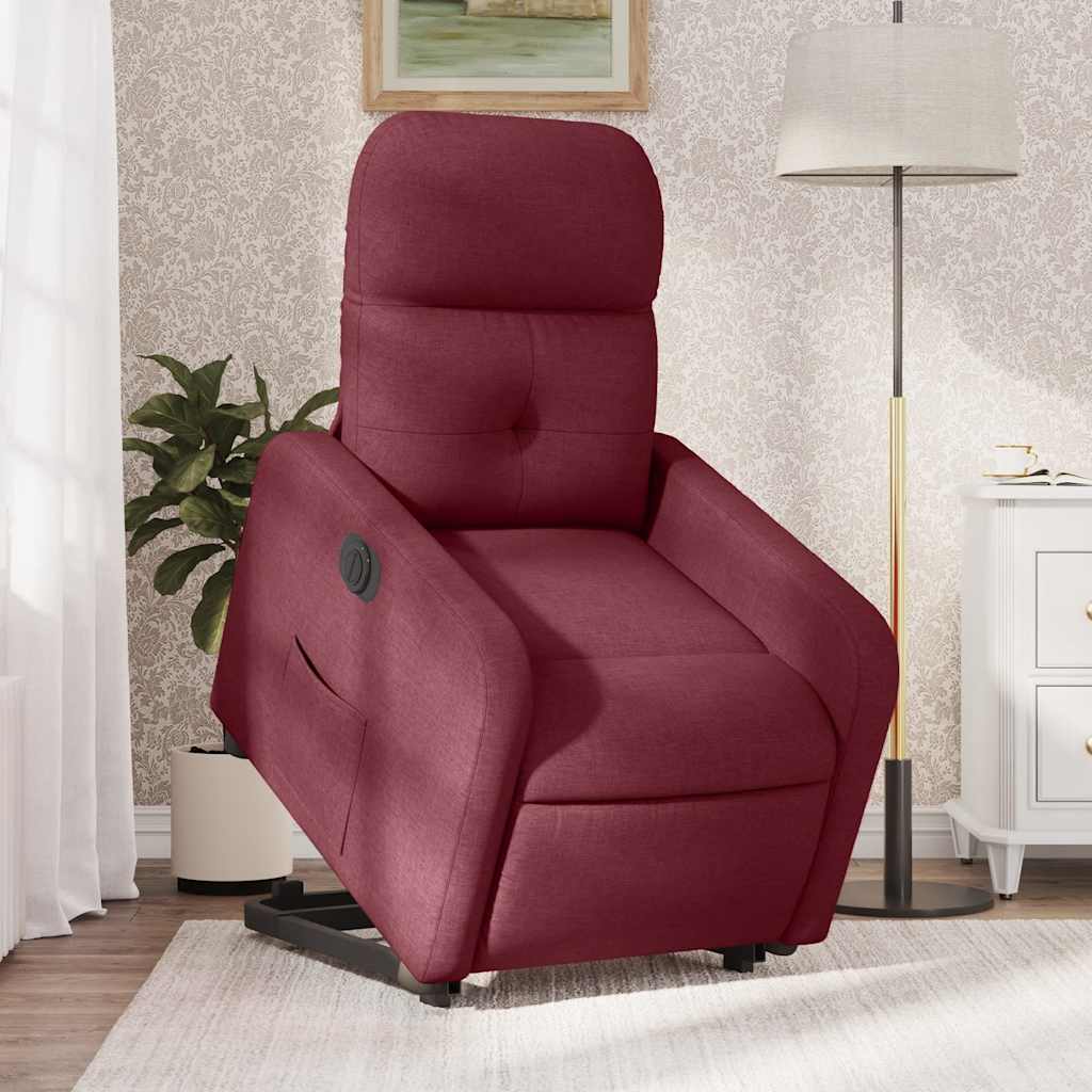 vidaXL Sillón eléctrico reclinable elevable de tela rojo tinto
