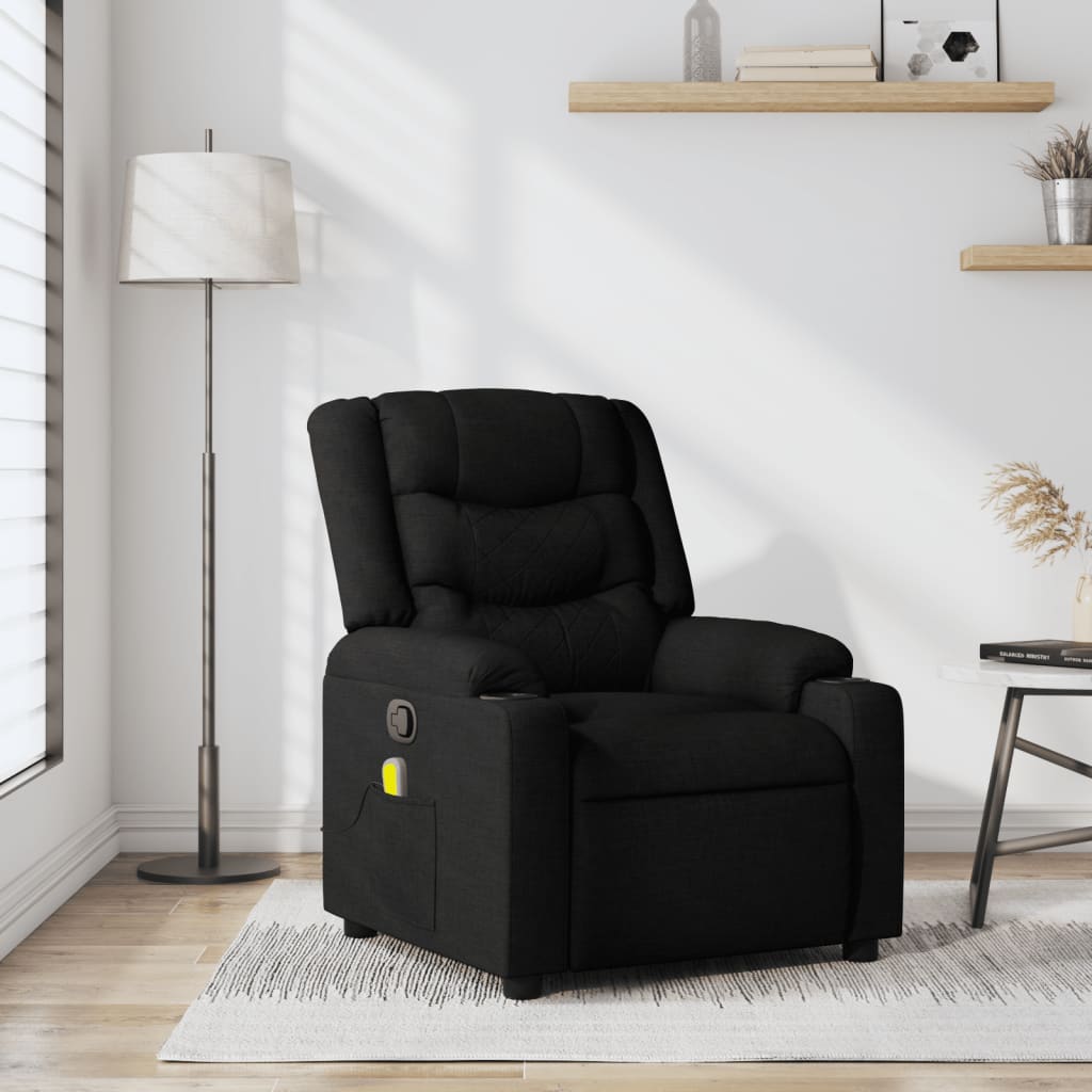 vidaXL Sillón reclinable de masaje con tela negra