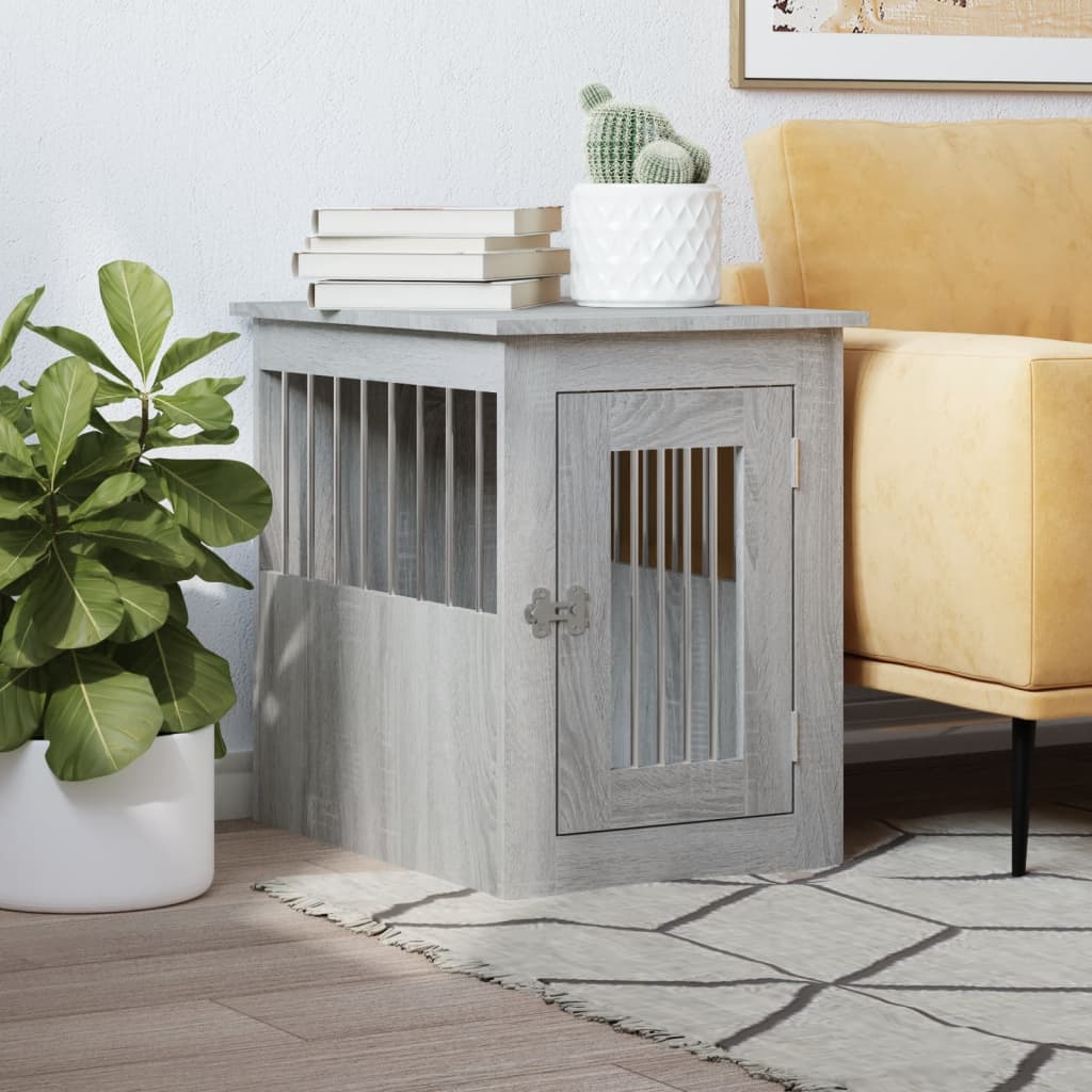 vidaXL Jaula para perros madera de ingeniería gris Sonoma 45x62x59 cm