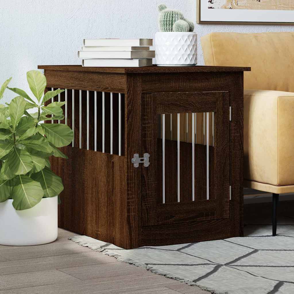 vidaXL Jaula para perros madera de ingeniería roble marrón 55x75x65 cm