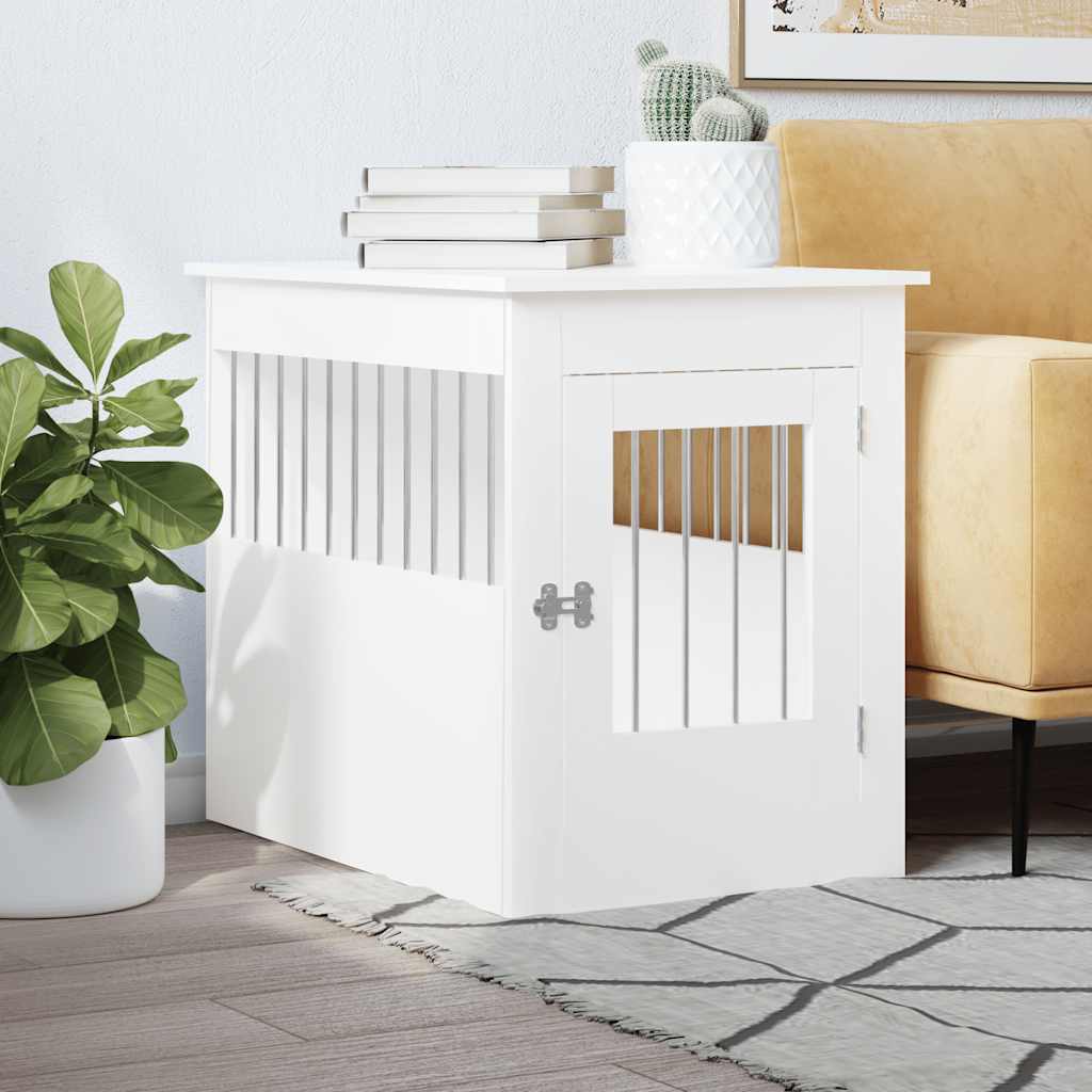 vidaXL Jaula para perros madera de ingeniería blanco 55x80x68 cm