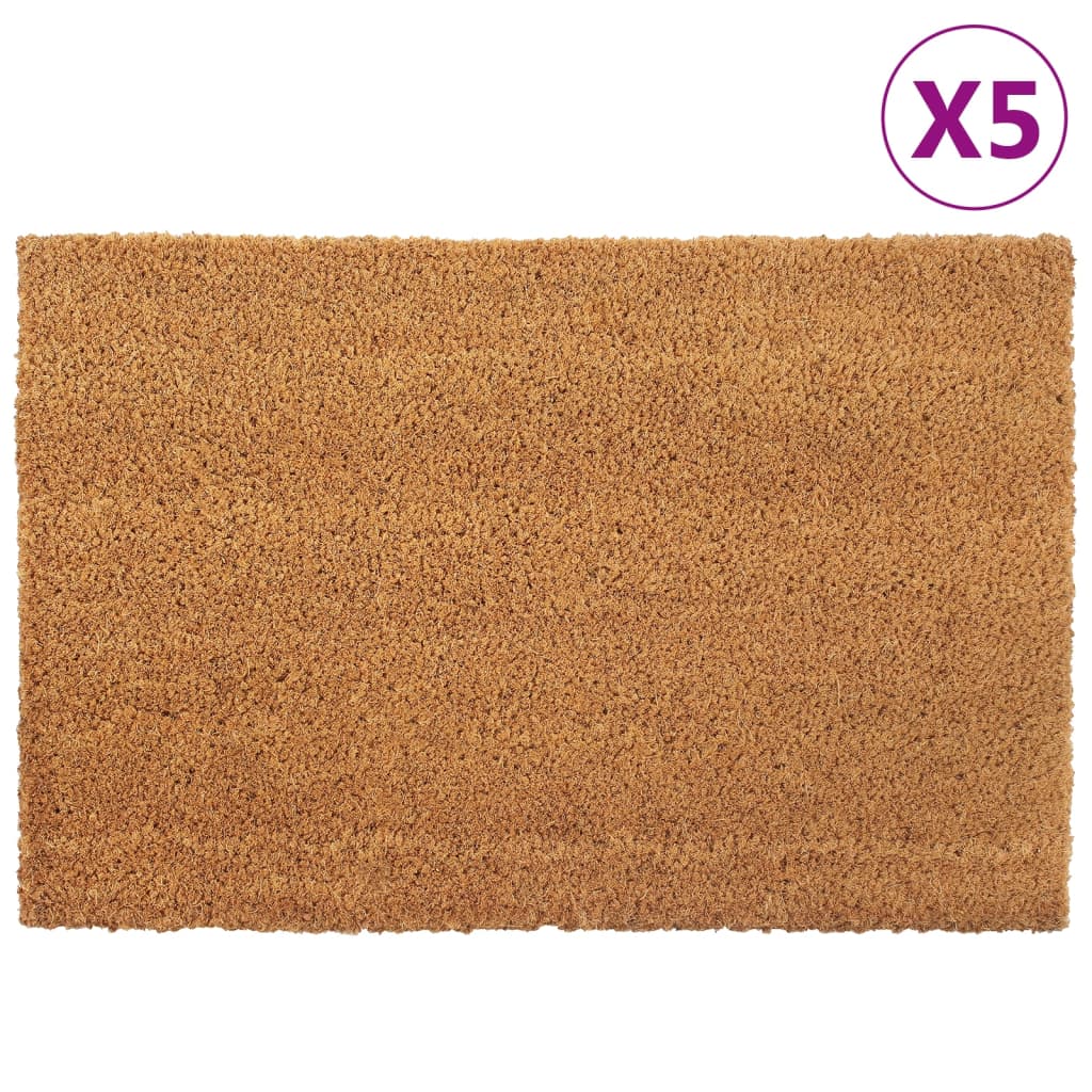 vidaXL Felpudos 5 unidades fibra de coco natural 40x60 cm