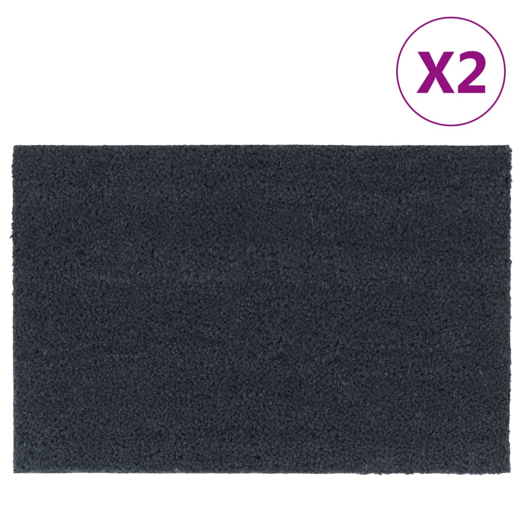 vidaXL Felpudos 2 unidades fibra de coco gris oscuro 40x60 cm