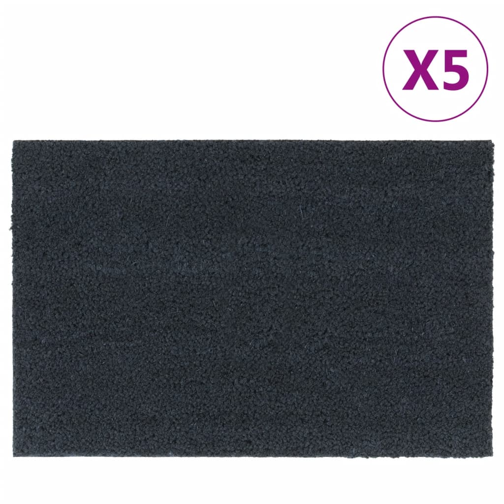 vidaXL Felpudos 5 unidades fibra de coco gris oscuro 40x60 cm