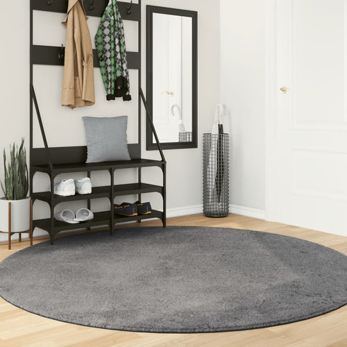 vidaXL Alfombra de pelo corto suave lavable HUARTE antracita Ø 200 cm