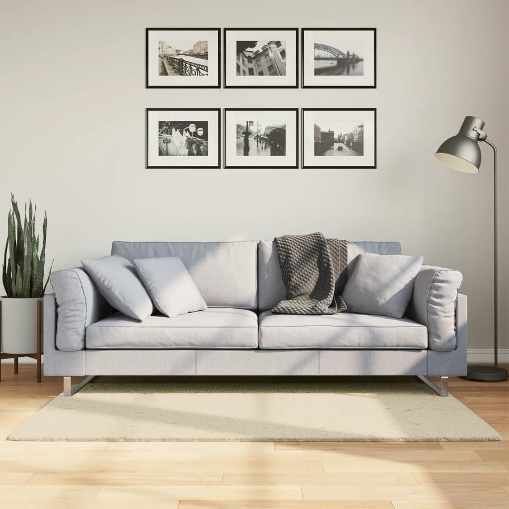 vidaXL Alfombra de pelo corto suave lavable HUARTE crema 80x150 cm