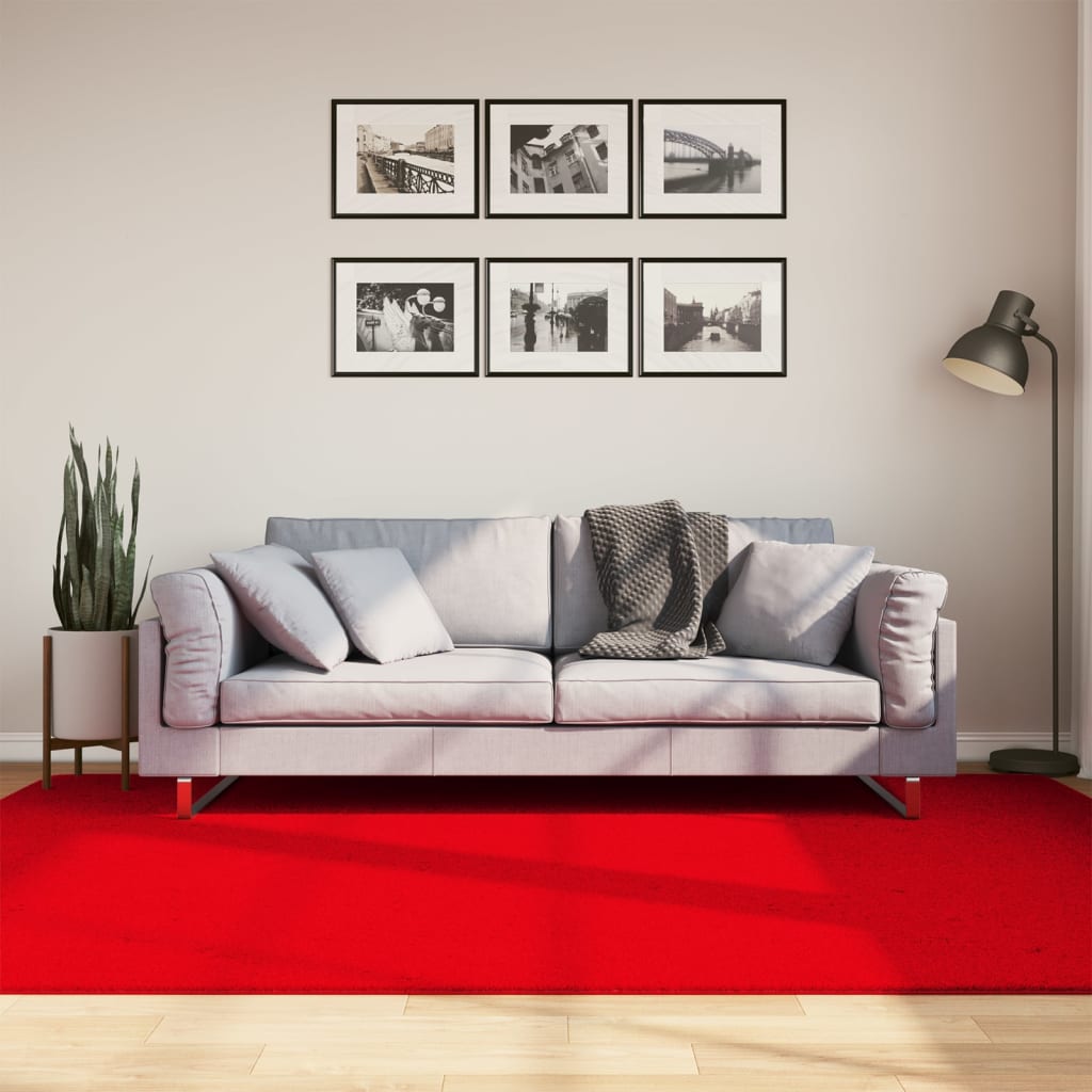 vidaXL Alfombra de pelo corto suave lavable HUARTE rojo 160x230 cm