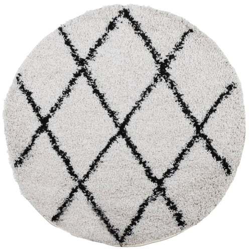 vidaXL Alfombra de pelo largo moderna PAMPLONA crema y negro Ø 280 cm (2)