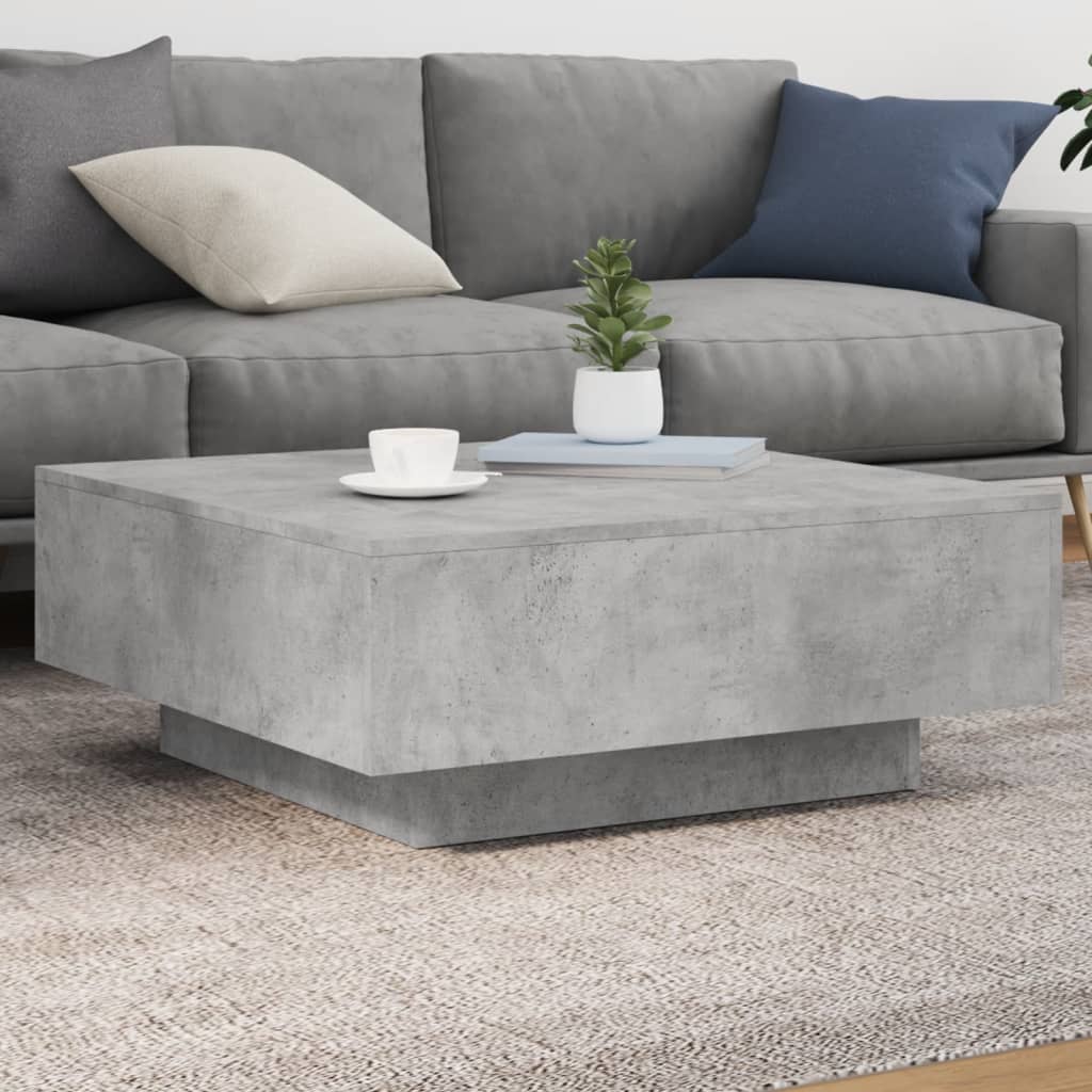 vidaXL Mesa de centro madera de ingeniería gris hormigón 80x80x31 cm