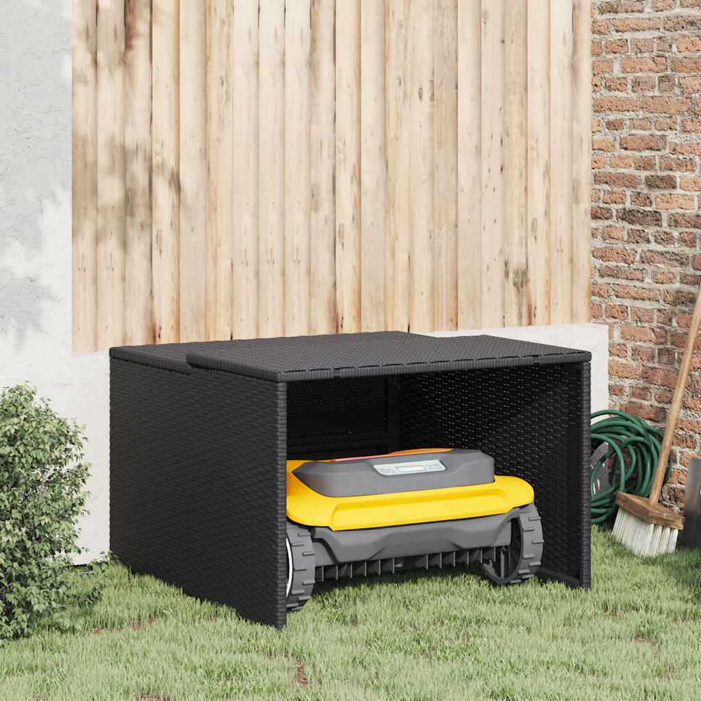 vidaXL Caseta de robot cortacésped ratán sintético negro 86x90x52/57cm