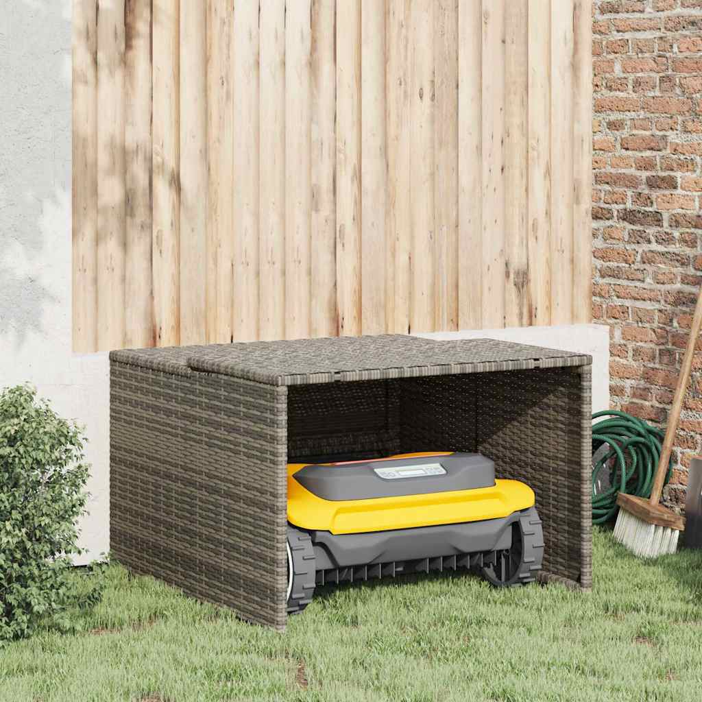 vidaXL Caseta de robot cortacésped ratán sintético gris 86x90x52/57cm