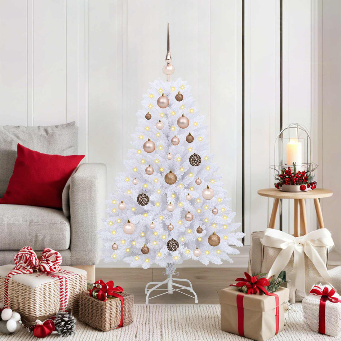 vidaXL Árbol de Navidad artificial 120 cm PVC y Acero Blanco