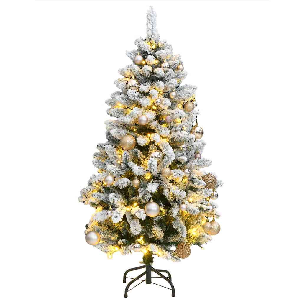 vidaXL Árbol Navidad artificial con bisagras 150 LED y bolas 120 cm