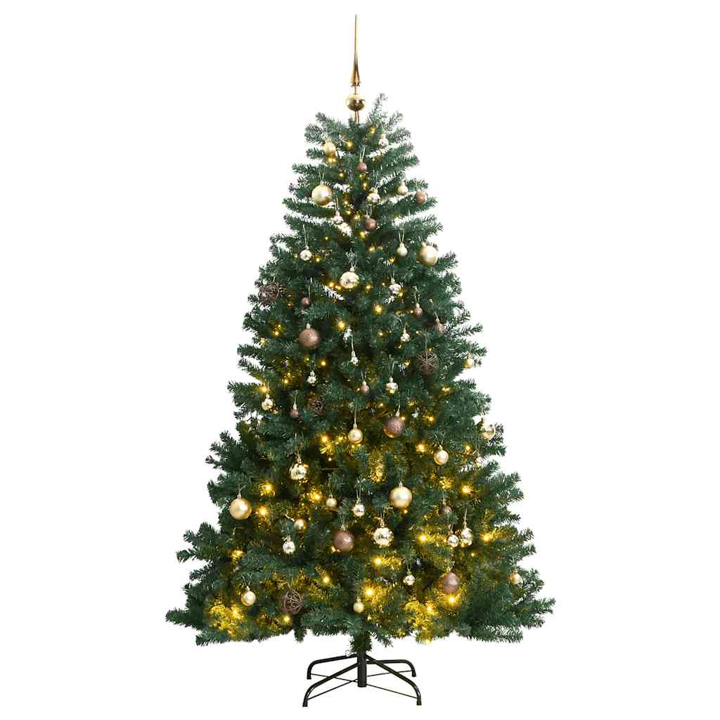 vidaXL Árbol de Navidad artificial con bisagras 300 LED y bolas 240 cm
