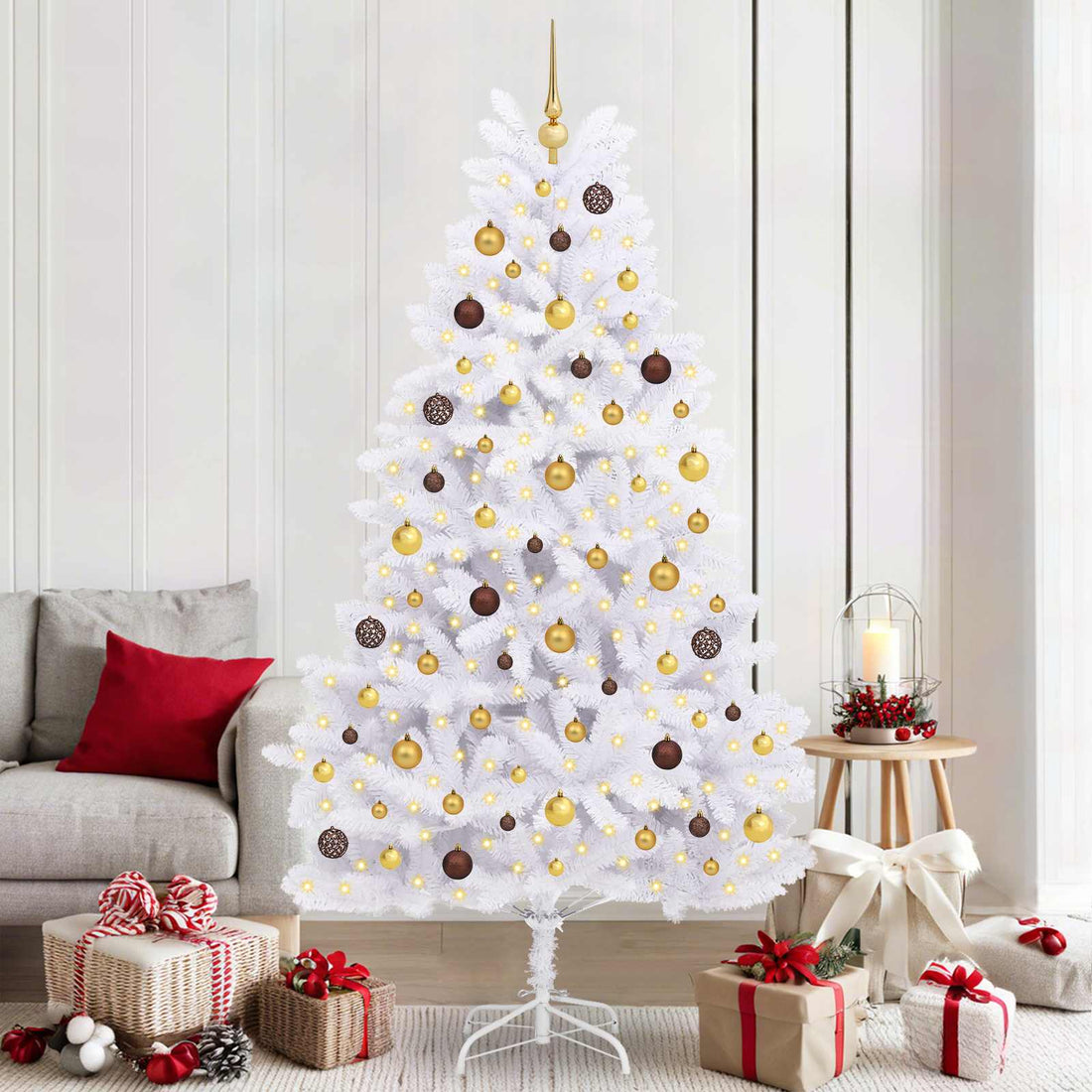 vidaXL Árbol de Navidad artificial 210 cm PVC y Acero Blanco