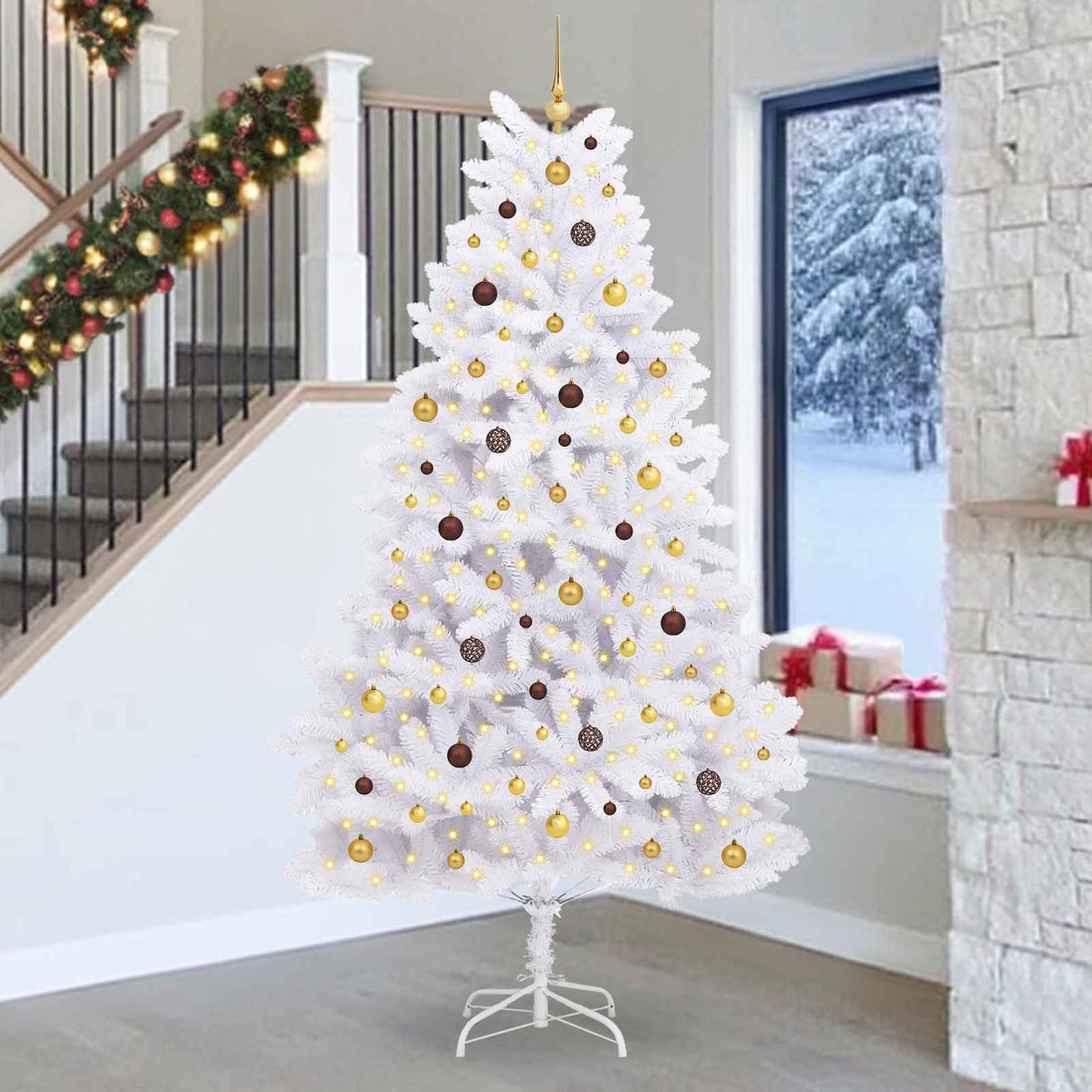 vidaXL Árbol de Navidad artificial 270 cm PVC y Acero Blanco