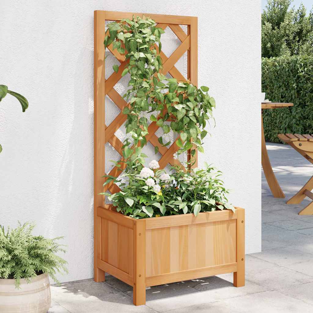 vidaXL Jardinera con enrejado marrón 40x30x90 cm madera maciza de abeto