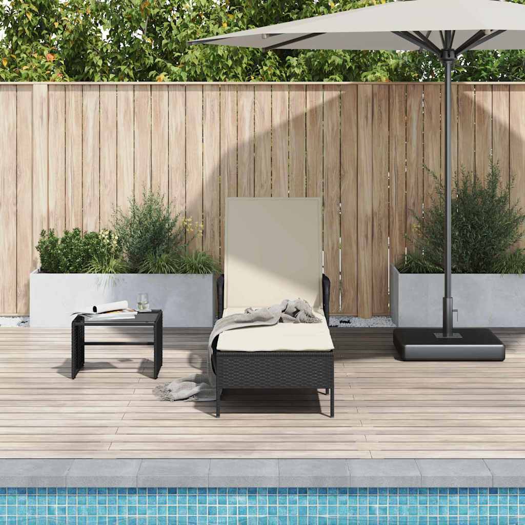 vidaXL Tumbona ratán sintético Negro y Crema