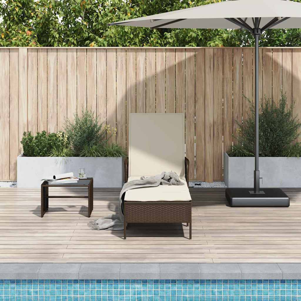 vidaXL Tumbona ratán sintético Marrón y Crema Blanca