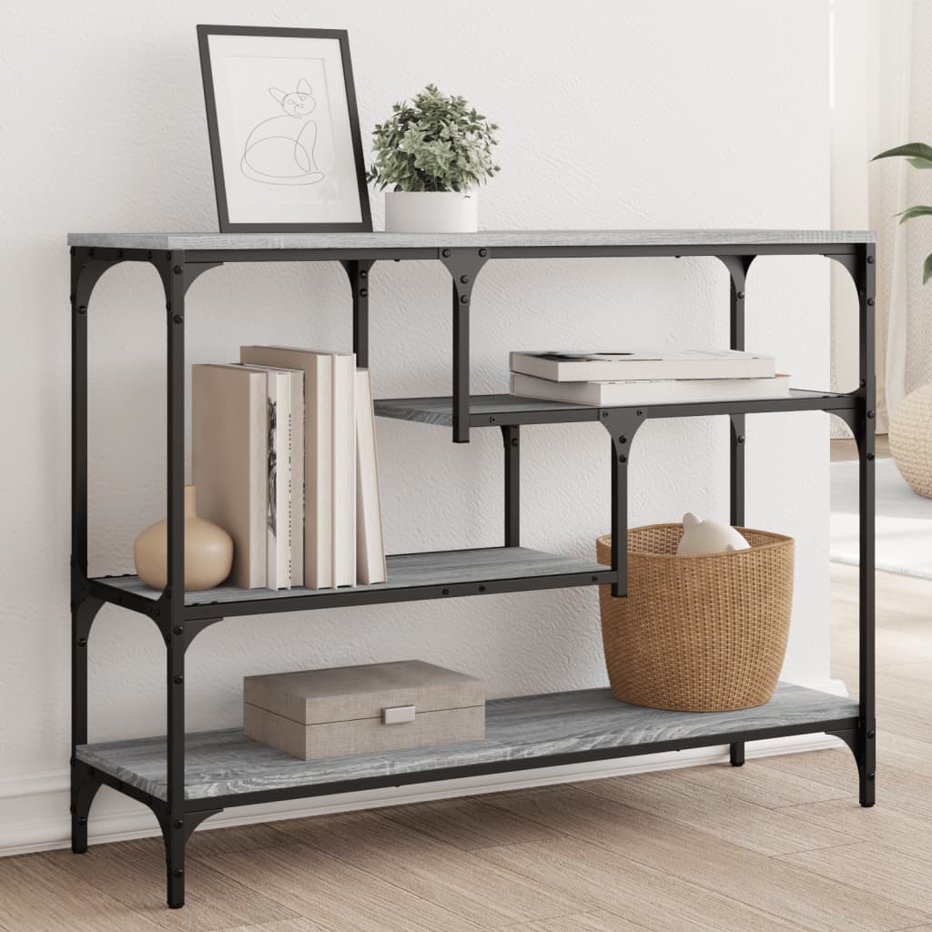 vidaXL Mesa consola madera de ingeniería gris Sonoma 100x30x75 cm