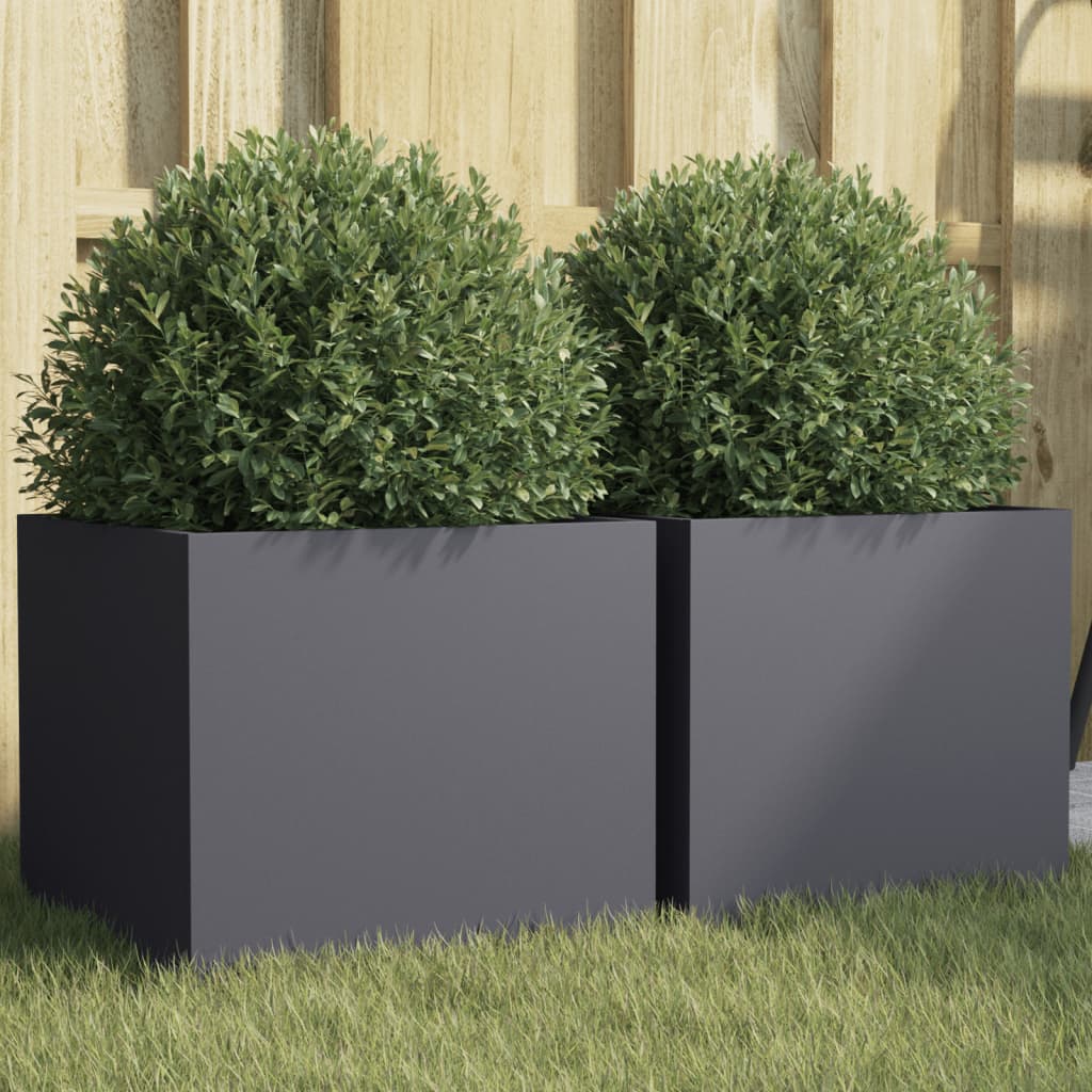 vidaXL Jardineras 2 unidades acero laminado en frío gris antracita 32x30x29 cm