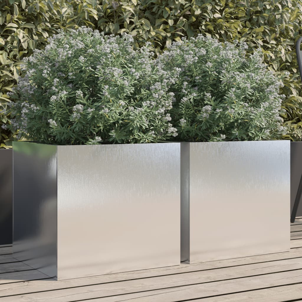 vidaXL Jardineras 2 unidades acero inoxidable plateado 42x40x39 cm