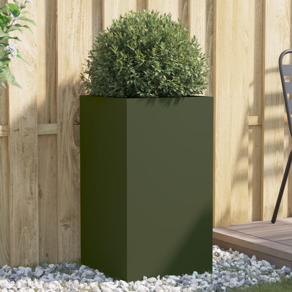 vidaXL Jardinera acero verde oliva 42x38x75 cm
