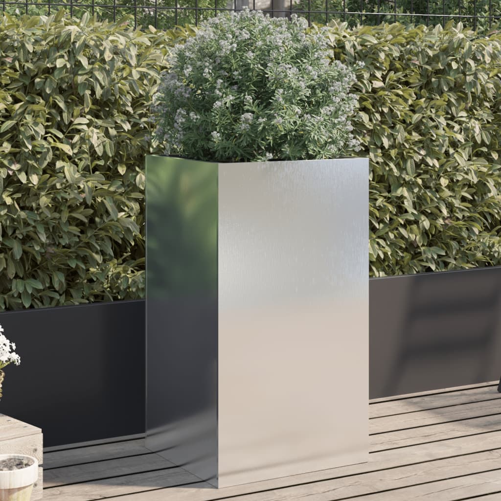 vidaXL Jardinera de acero inoxidable plateado 42x38x75 cm