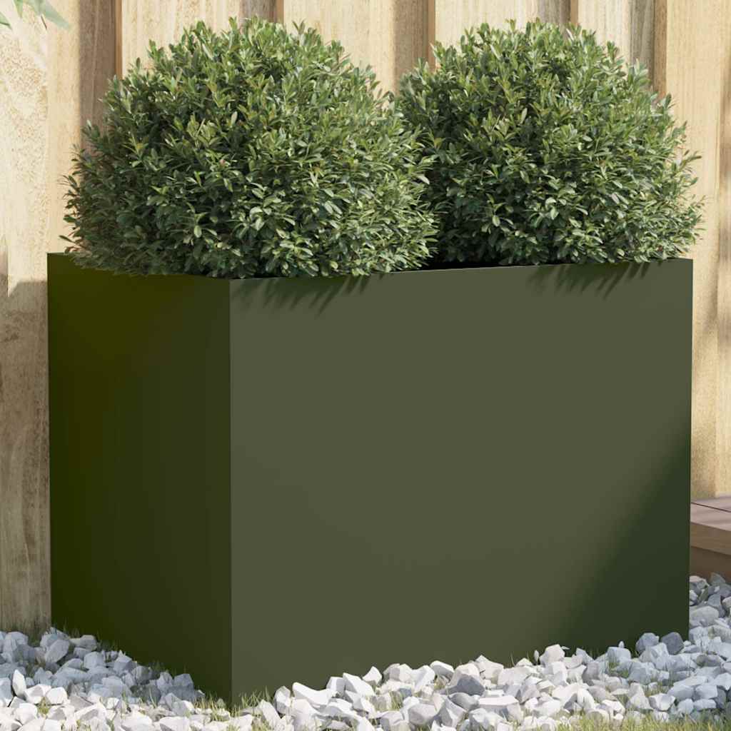 vidaXL Jardinera acero verde oliva 62x47x46 cm