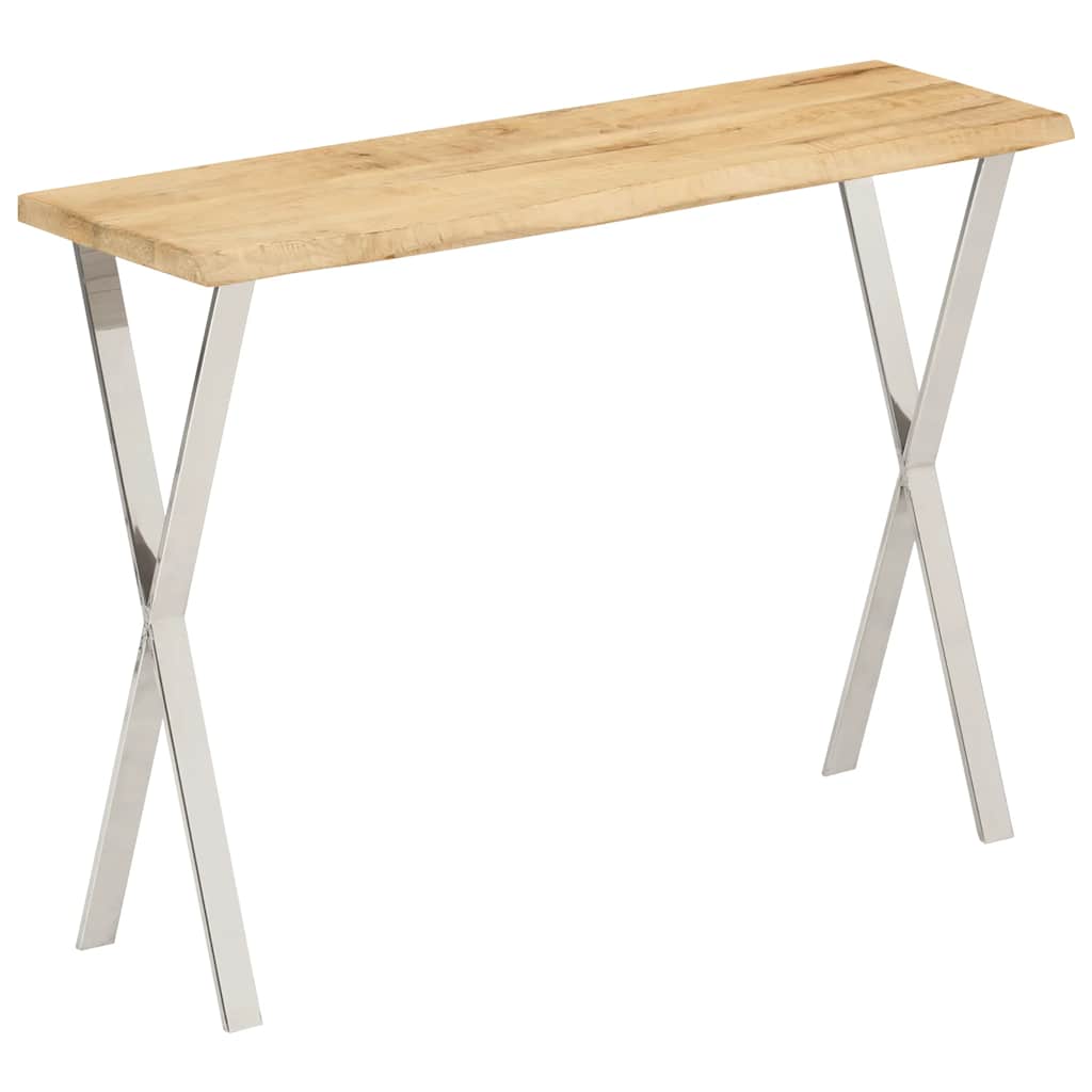 vidaXL Mesa consola con borde natural madera mango maciza 105x33x76 cm