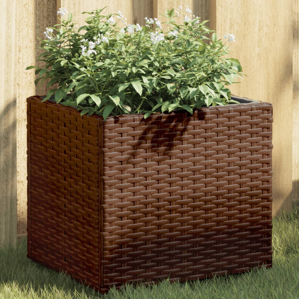 vidaXL Jardineras 2 unidades ratán sintético marrón 36x30x32 cm