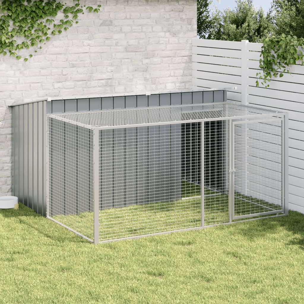 vidaXL Caseta para perro con corral antracita 197x194x110 cm acero galvanizado
