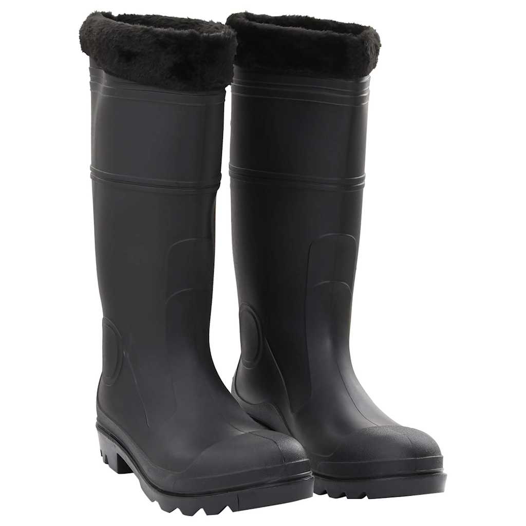 vidaXL Botas de agua con calcetines extraíbles negro número 46 PVC