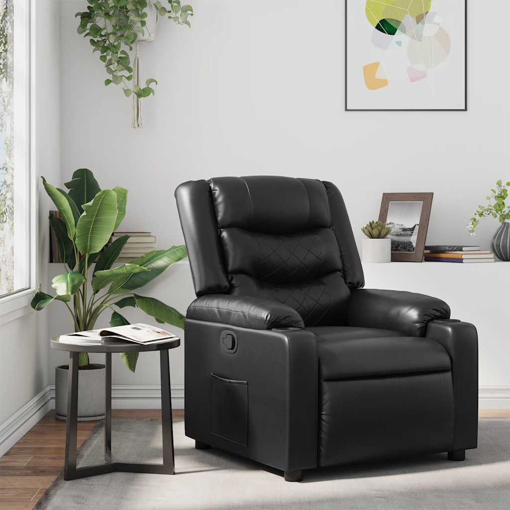 vidaXL Sillón reclinable de cuero sintético negro