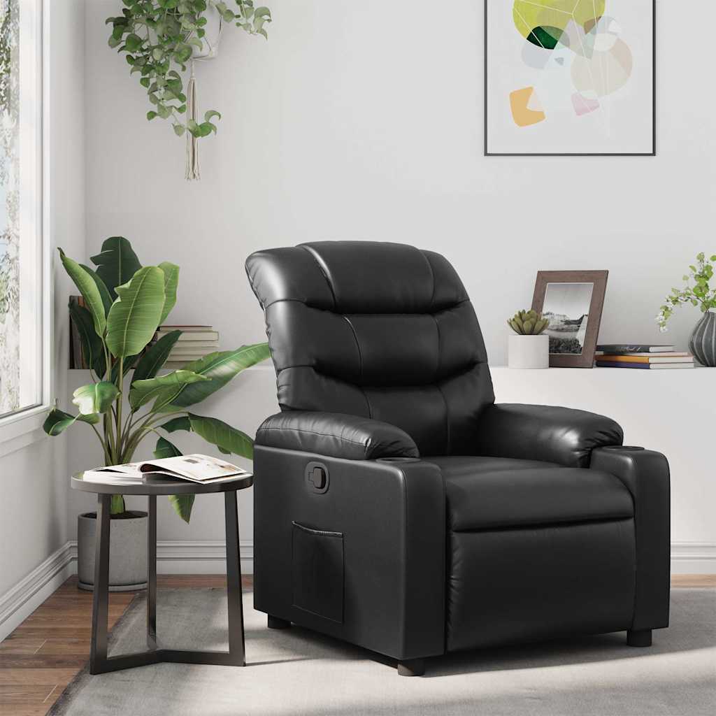 vidaXL Sillón reclinable de cuero sintético negro