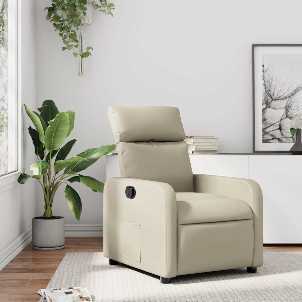 vidaXL Sillón reclinable de cuero sintético crema