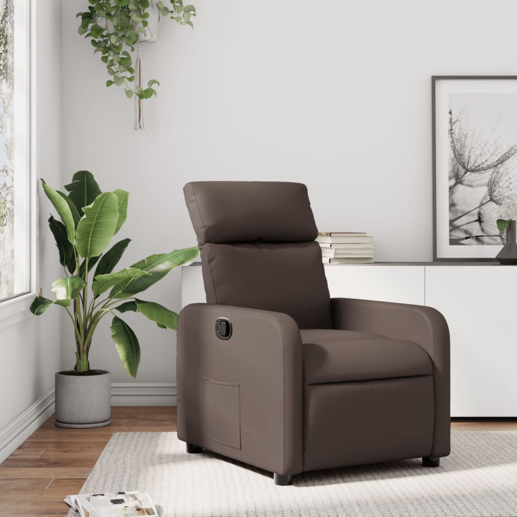 vidaXL Sillón reclinable de cuero sintético marrón
