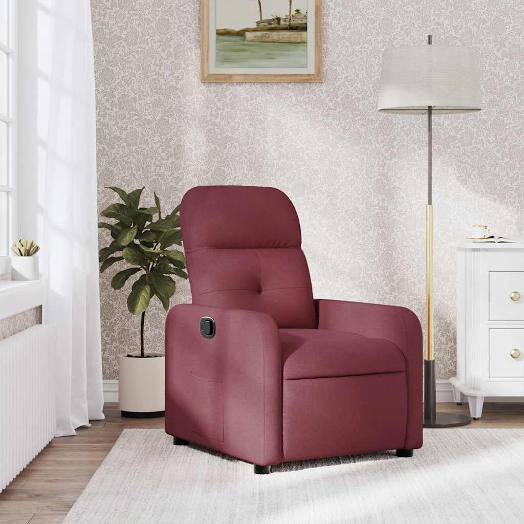 vidaXL Sillón reclinable de tela rojo tinto