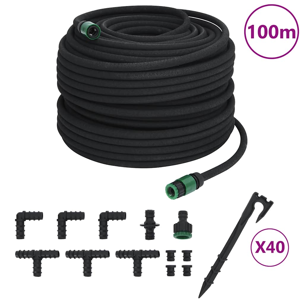 vidaXL Manguera porosa para jardín caucho negro 16 mm 100 m