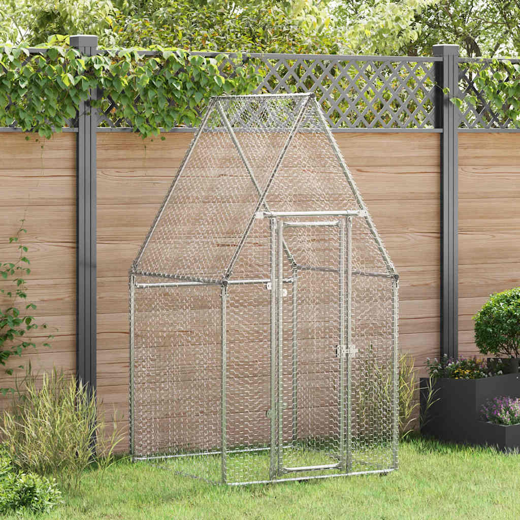 vidaXL Jaula para gallinas acero galvanizado plateado 100x100x190 cm