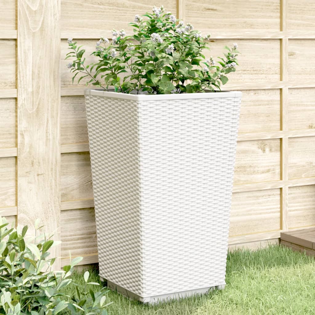 vidaXL Jardineras 2 unidades PP blanco 32,5x32,5x57 cm